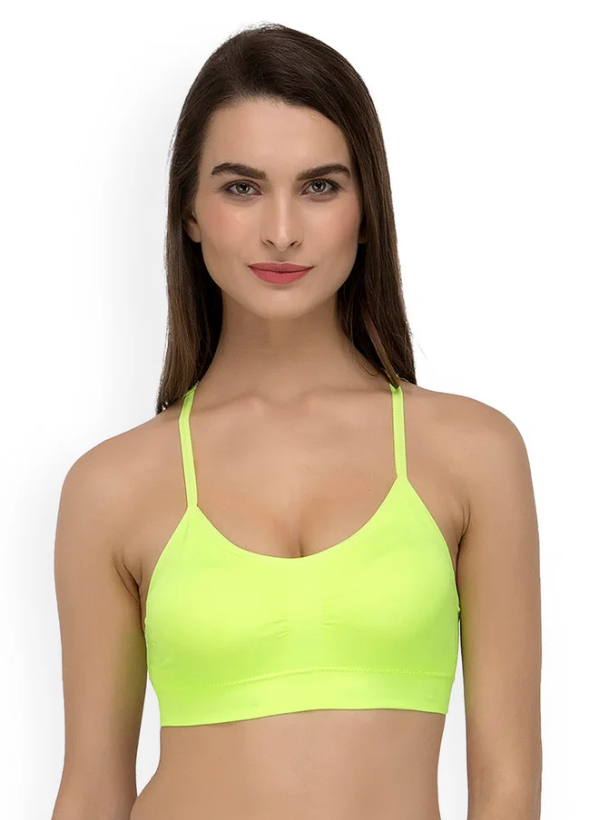 ليس اند مي  Laceandme Fluorescent Green Lace Detail Non-Wired Lightly Padded Bralette Bra 4381